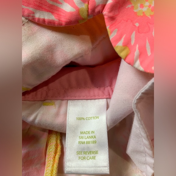 Lilly Pulitzer Buttercup Pink & Yellow Floral High Waist Shorts w/scalloped hem - Picture 5 of 6